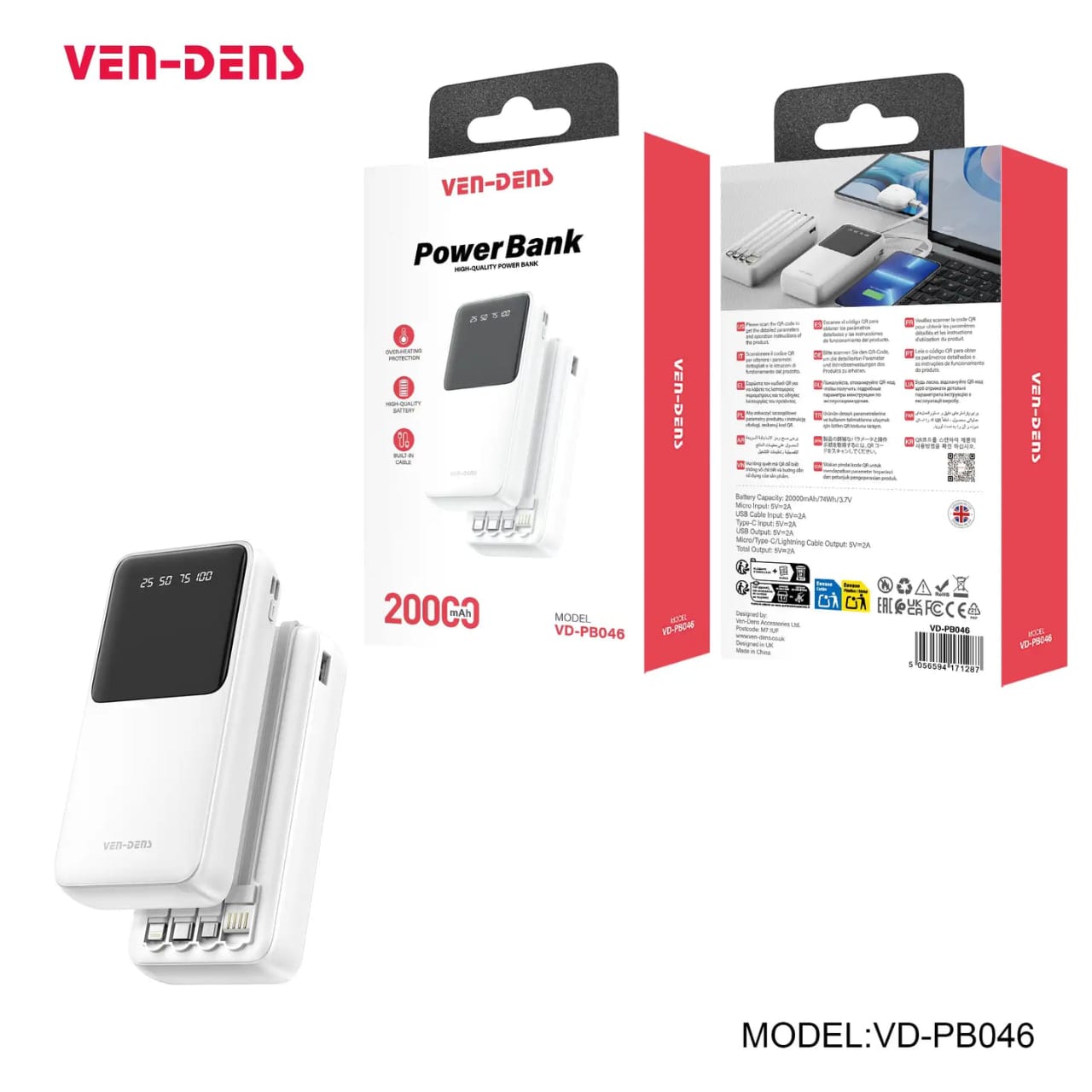 VD-PHO 46 Power Bank – 20000mAh Fast Charging